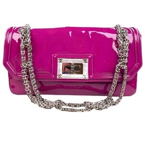 Chanel Lavender Patent Leather Flap Turn-Lock Purse Mademoiselle Chain L…